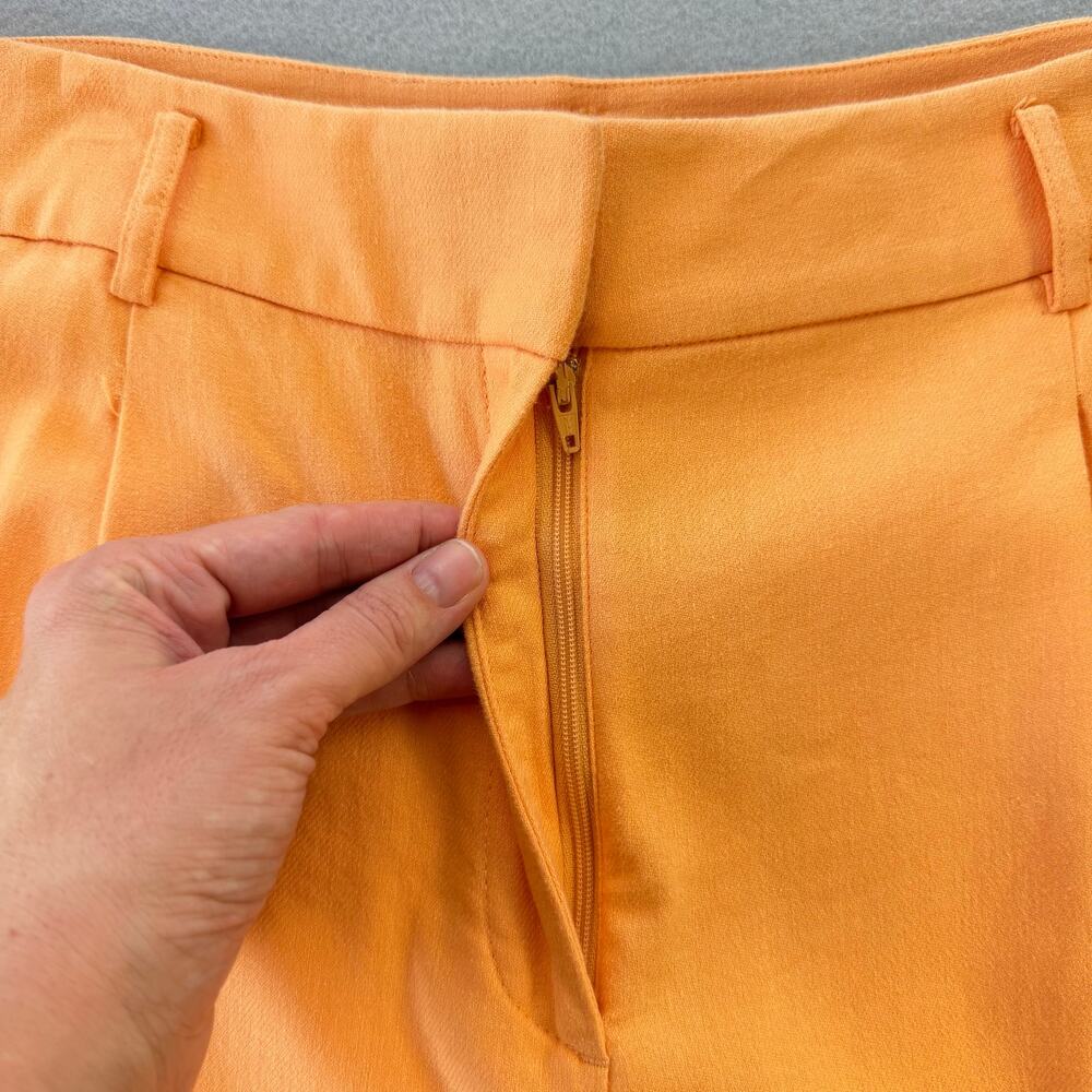 LOFT The Peyton Pastel Orange Cotton Linen High Rise Wide Leg Trouser Pants - Picture 7 of 9
